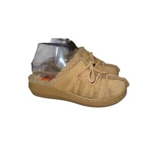 Rocket Dog Fran Suede Shearling Mule Clogs Womens 6 Tan Fuzzy Lined Vintage Y2K